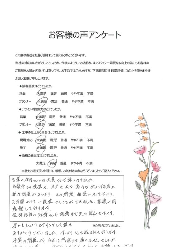 家族一同感謝しております。